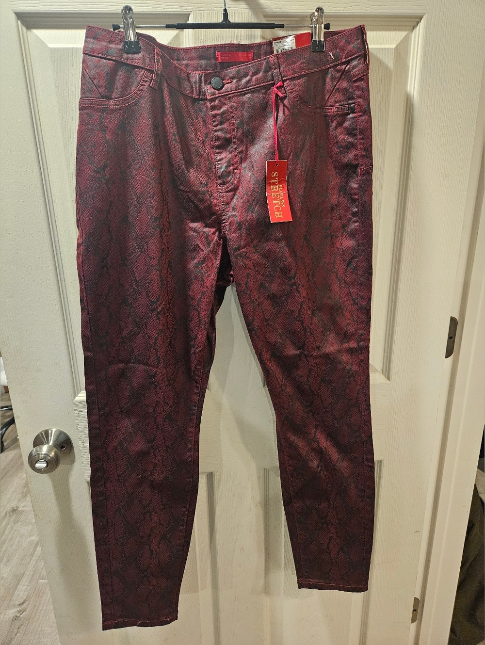 Jennifer Lopez Red Snake Print Stretch Pants